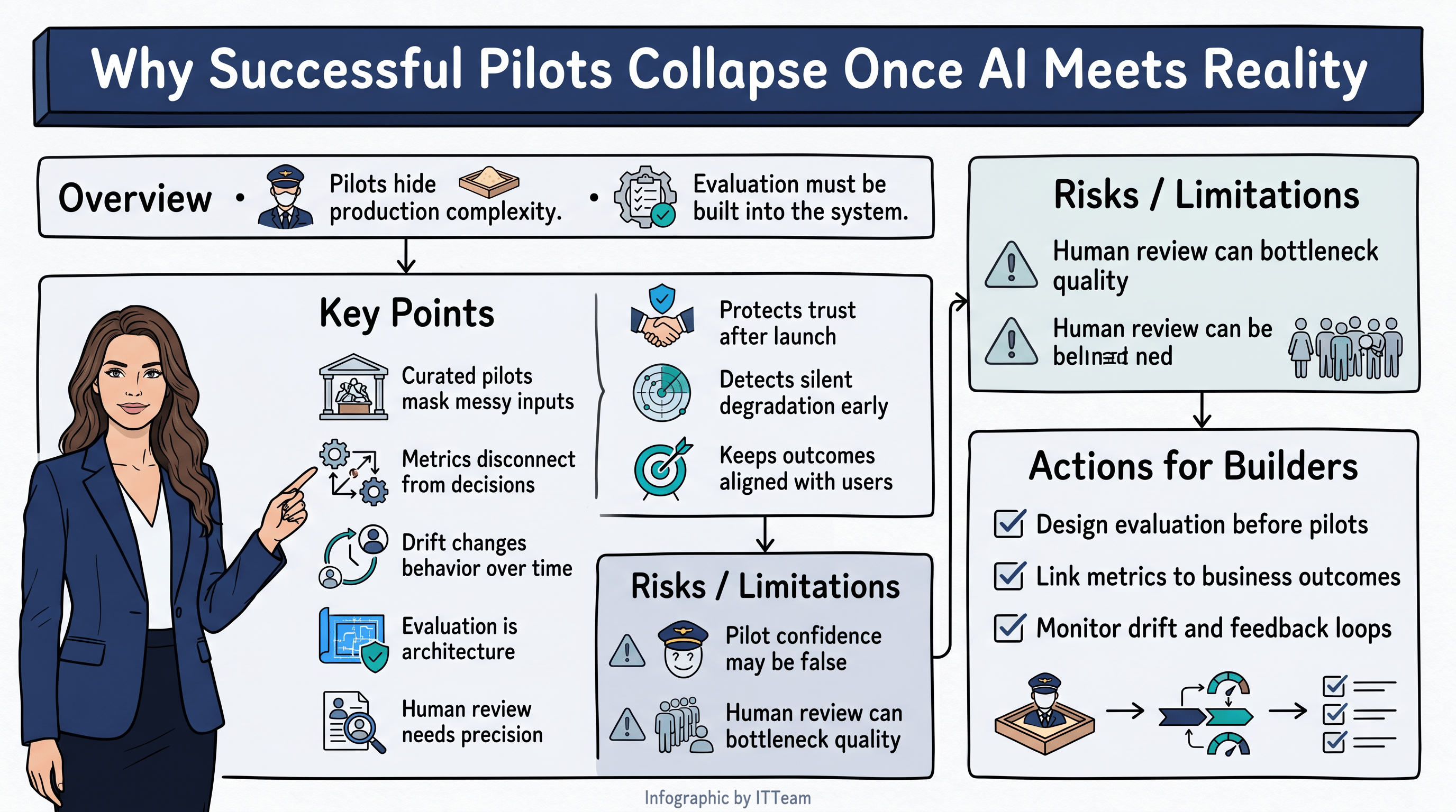 Infographic digest: why successful AI pilots collapse once they meet production reality — key failure patterns and architectural requirements